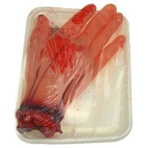 Funny Fashion Bloody Severed Hand Halloween Decor Party Fake Lifesize Meat Tray